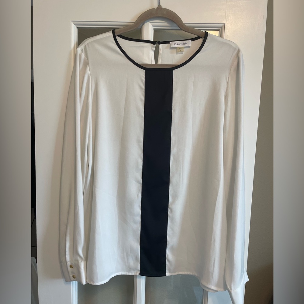 Calvin Klein Vintage Color-Block Silky Blouse
